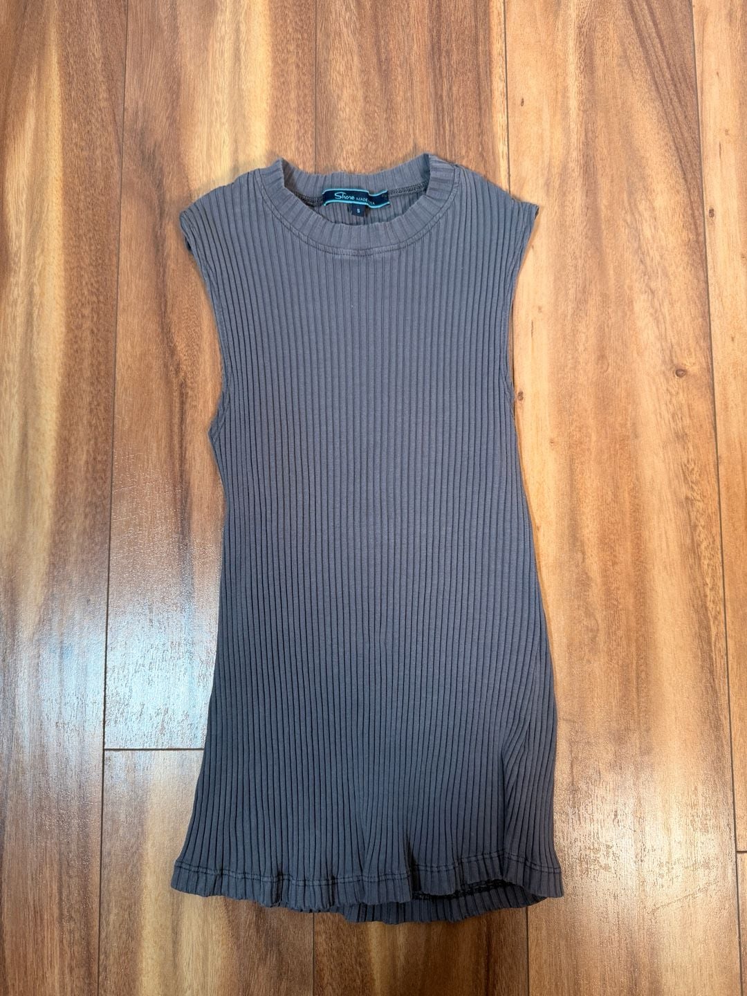 Shore Made USA Ribbed Tank Top Size S Gray Sleeveless Crewneck 2