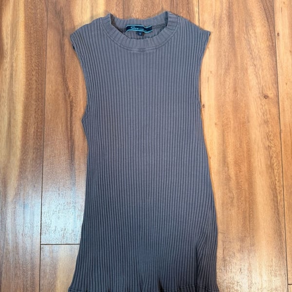 Shore Made USA Ribbed Tank Top Size S Gray Sleeveless Crewneck