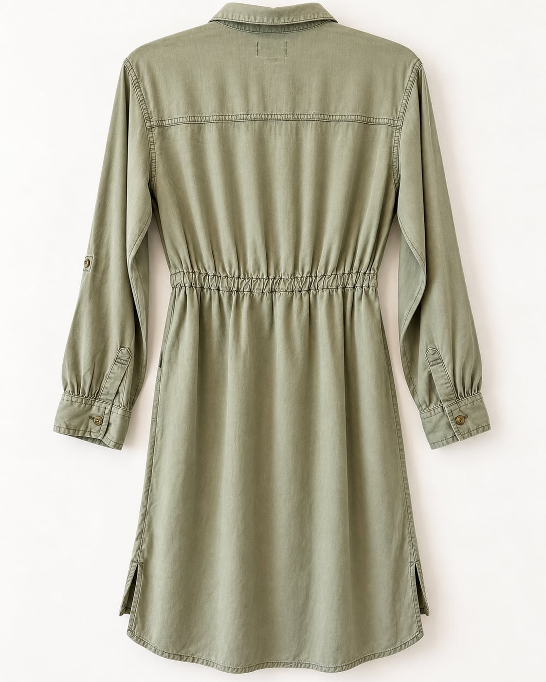 Old Navy Olive Green Utility Shirt Dress Girls Size L 10-12 Drawstring Waist 6