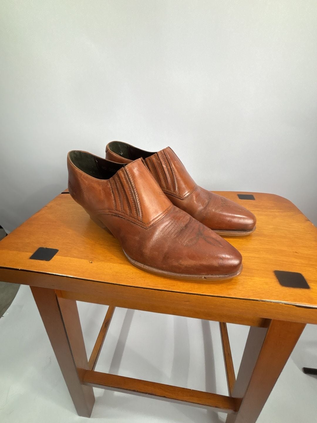 Durango Western Booties Size 7M Brown Leather Pointed Toe Slip On 2