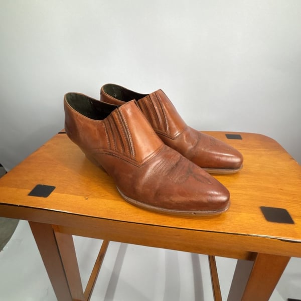 Durango Western Booties Size 7M Brown Leather Pointed Toe Slip On