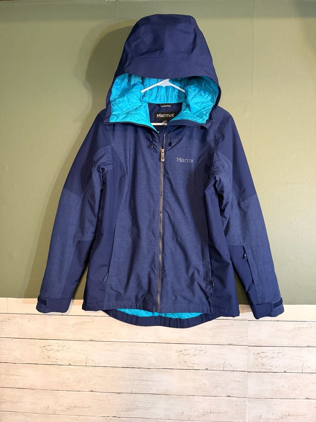 Marmot Repose Featherless Jacket Size M Blue Insulated Ski Snow Hooded 2