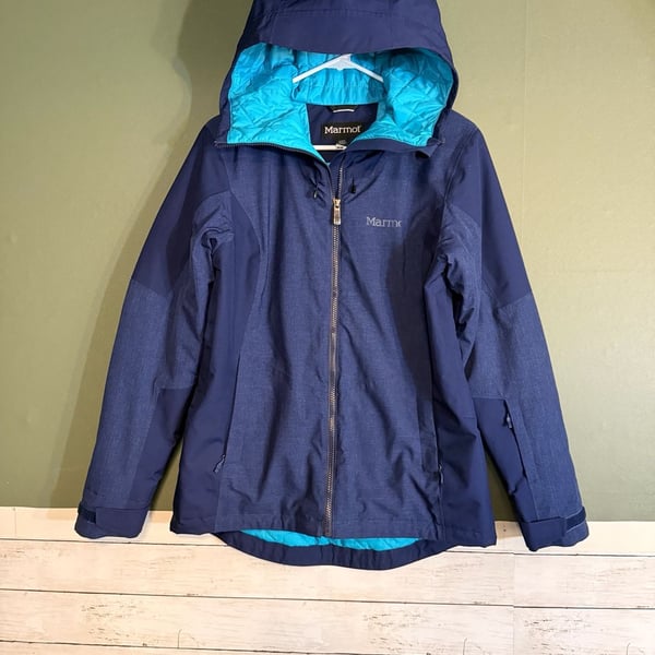 Marmot Repose Featherless Jacket Size M Blue Insulated Ski Snow Hooded