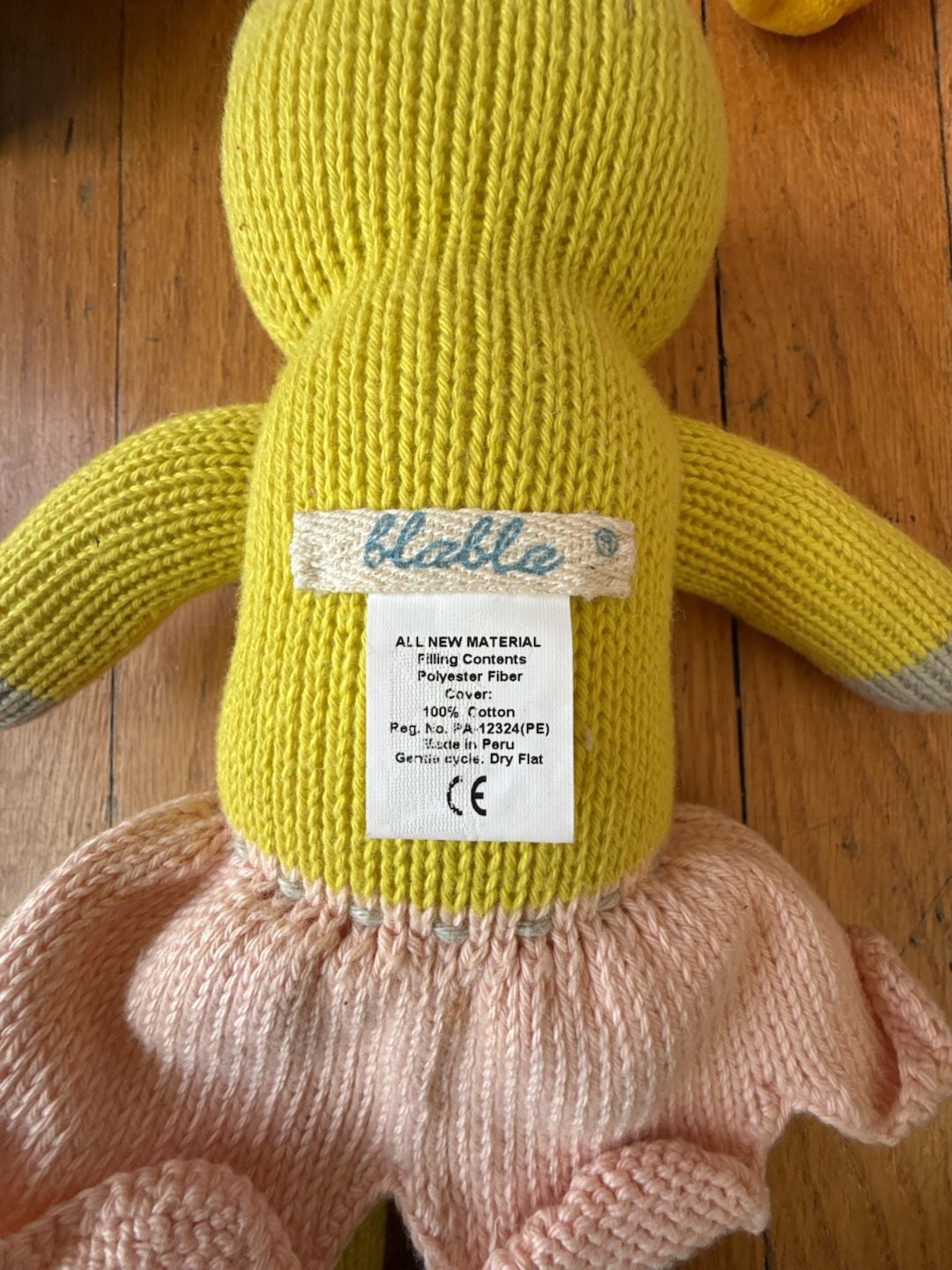 Blabla Knitted Stuffed Doll Green Frog with Pink Tutu 2