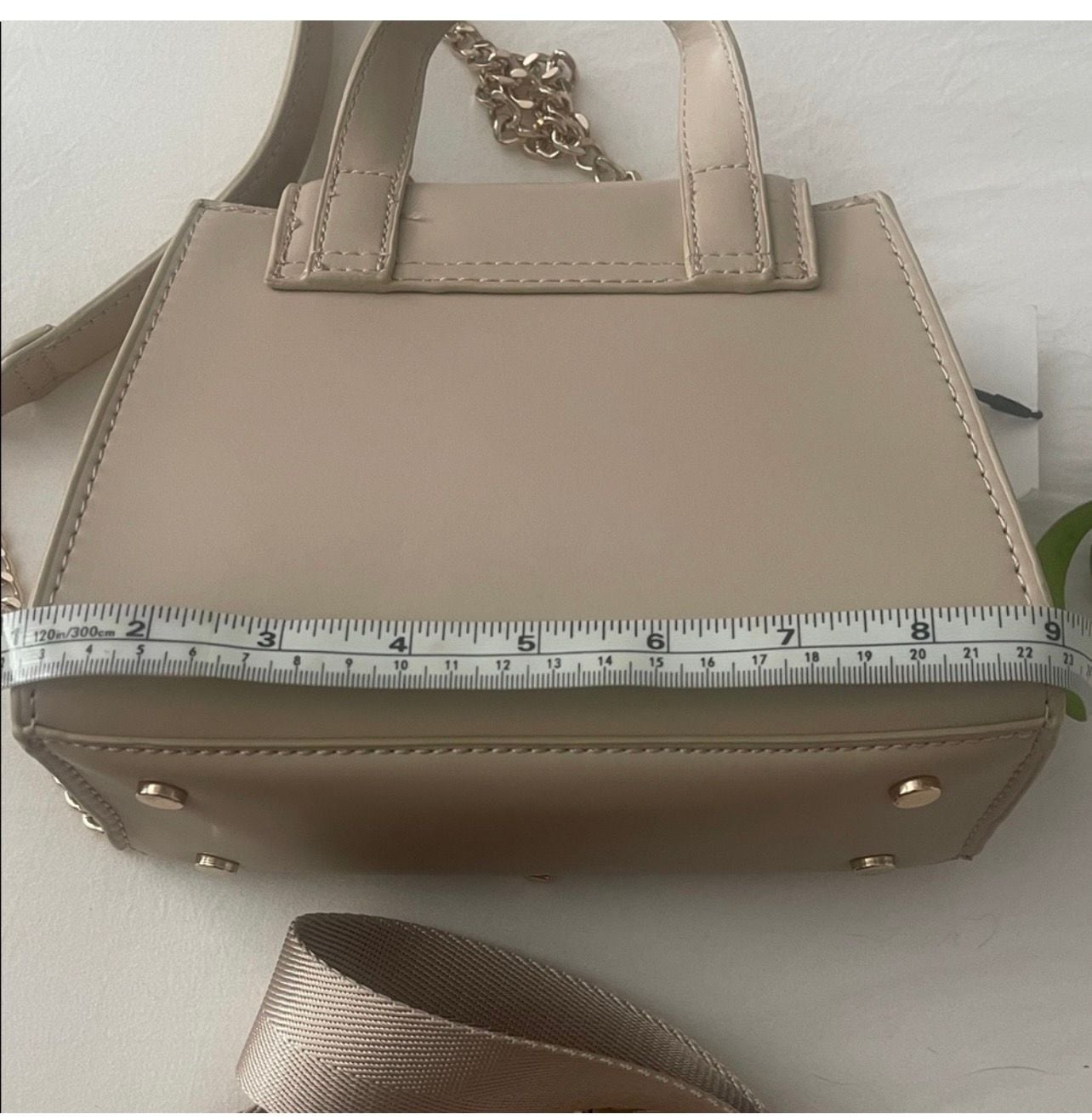 Zara Crossbody Bag Beige Chain Handle Top Handle 4
