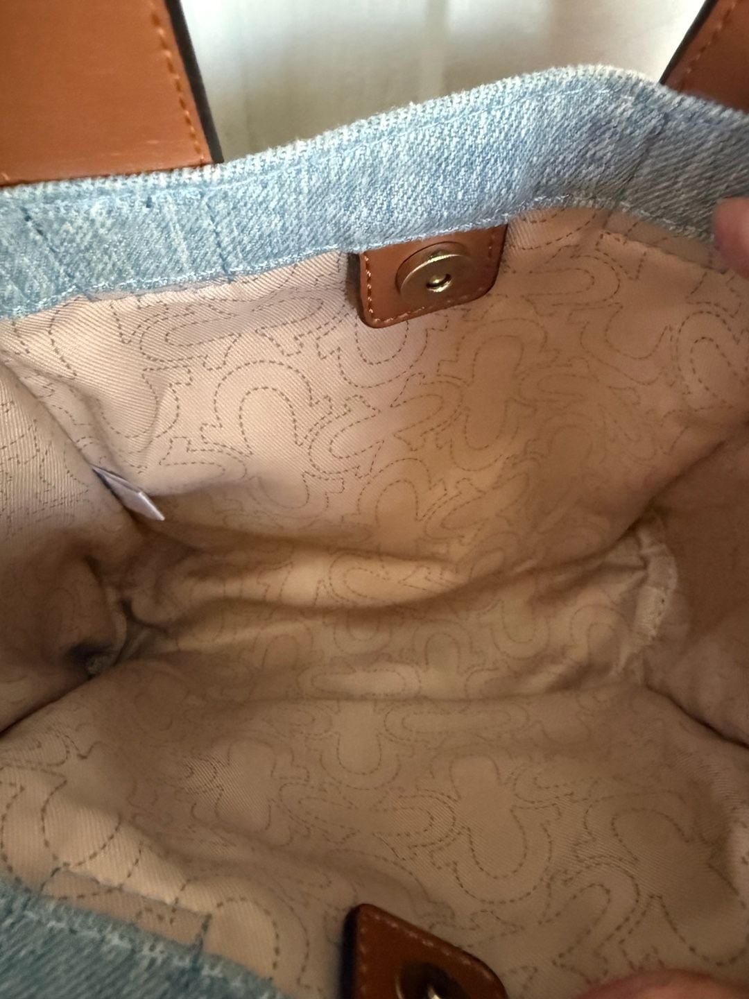 True Religion Mini Denim Tote Crossbody Bag Blue Brown 4