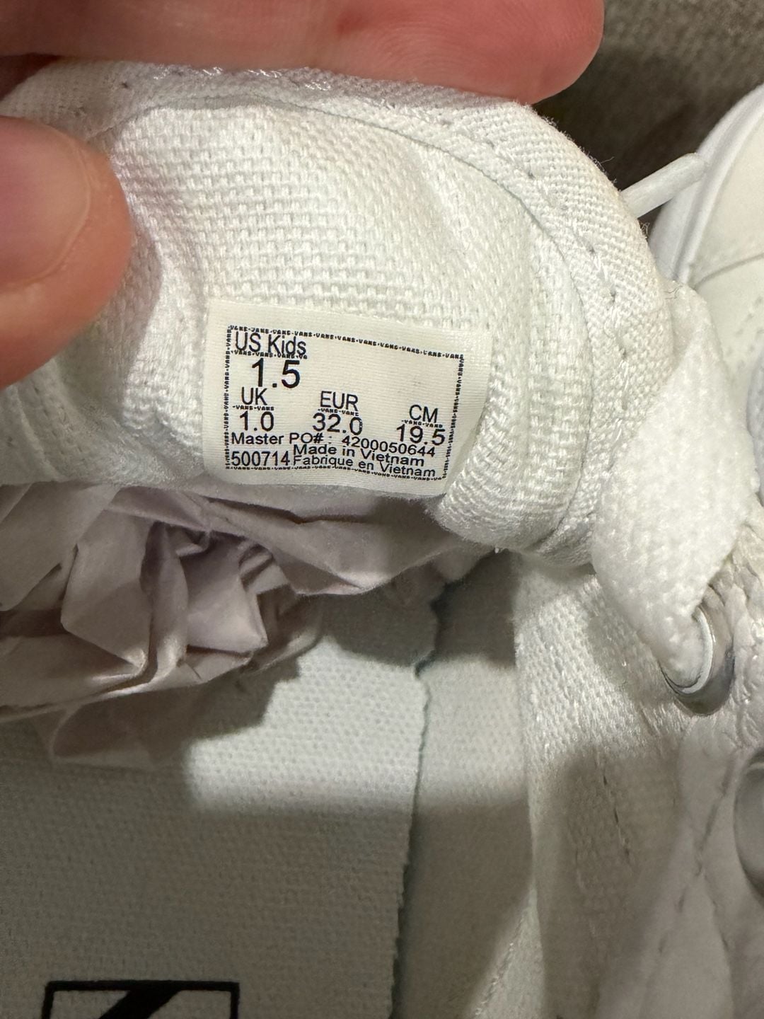Vans Old Skool Kids Size 1.5 True White Canvas 6