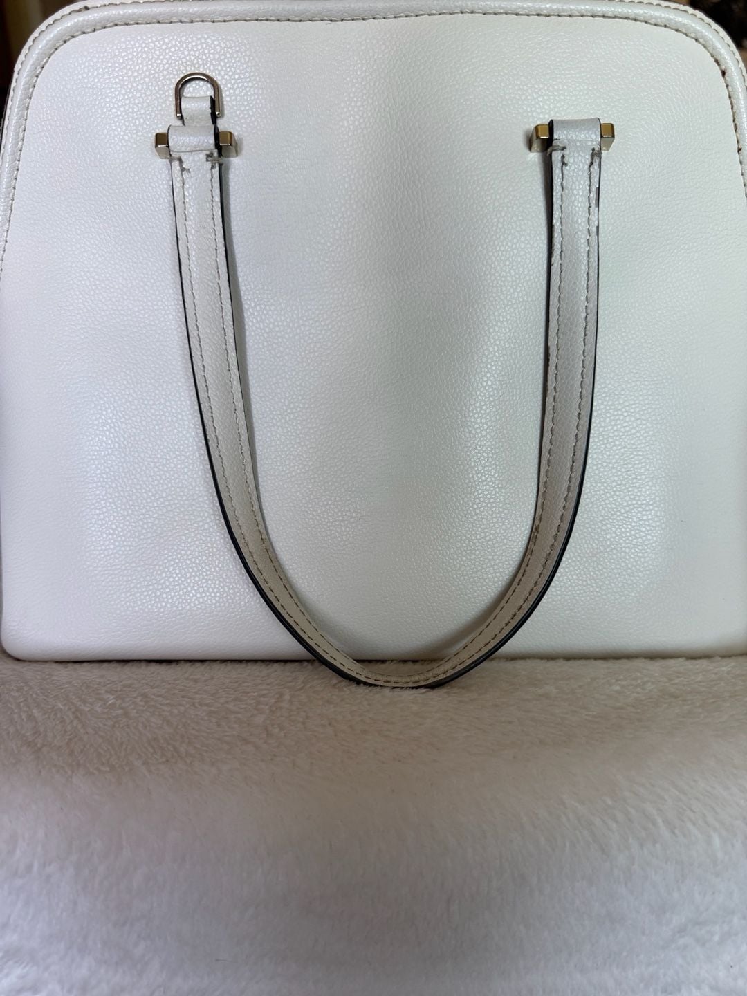 Kate Spade White Pebbled Leather Dome Satchel Crossbody Bag
3