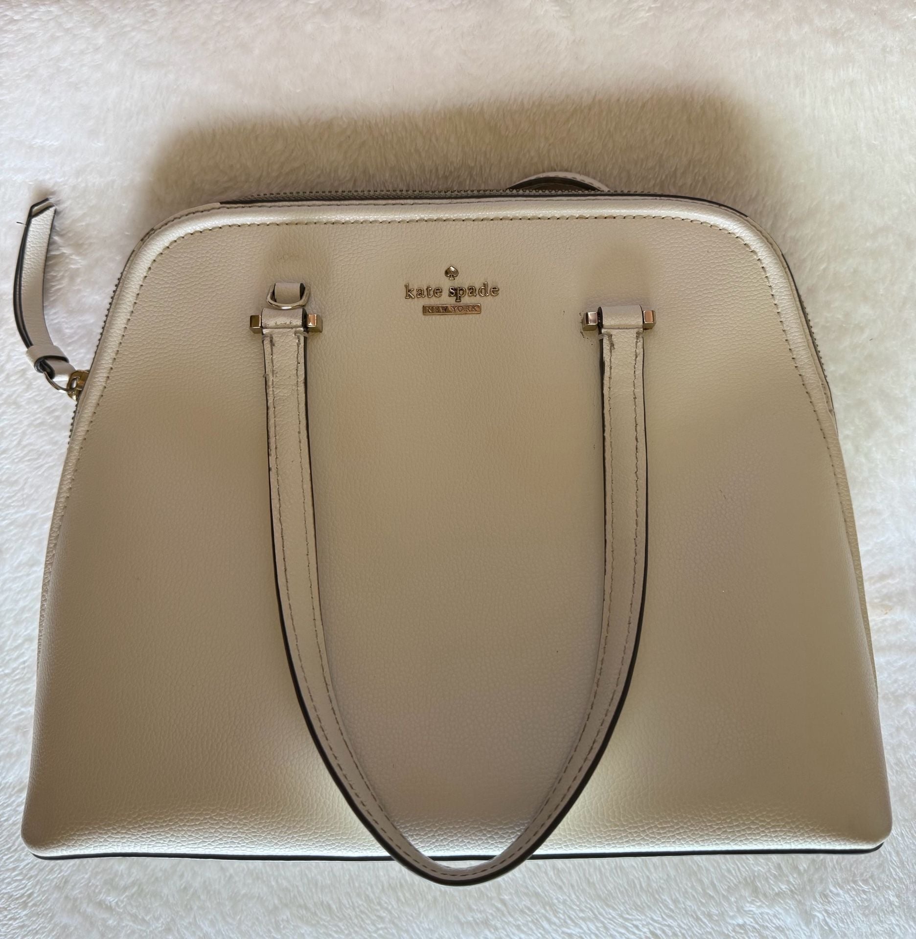 Kate Spade White Pebbled Leather Dome Satchel Crossbody Bag
4