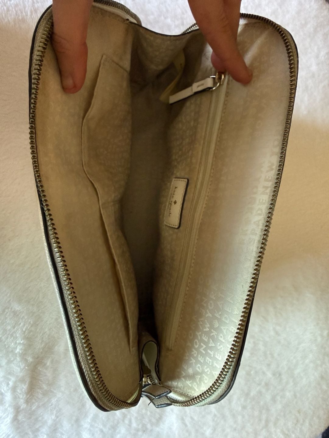Kate Spade White Pebbled Leather Dome Satchel Crossbody Bag
8