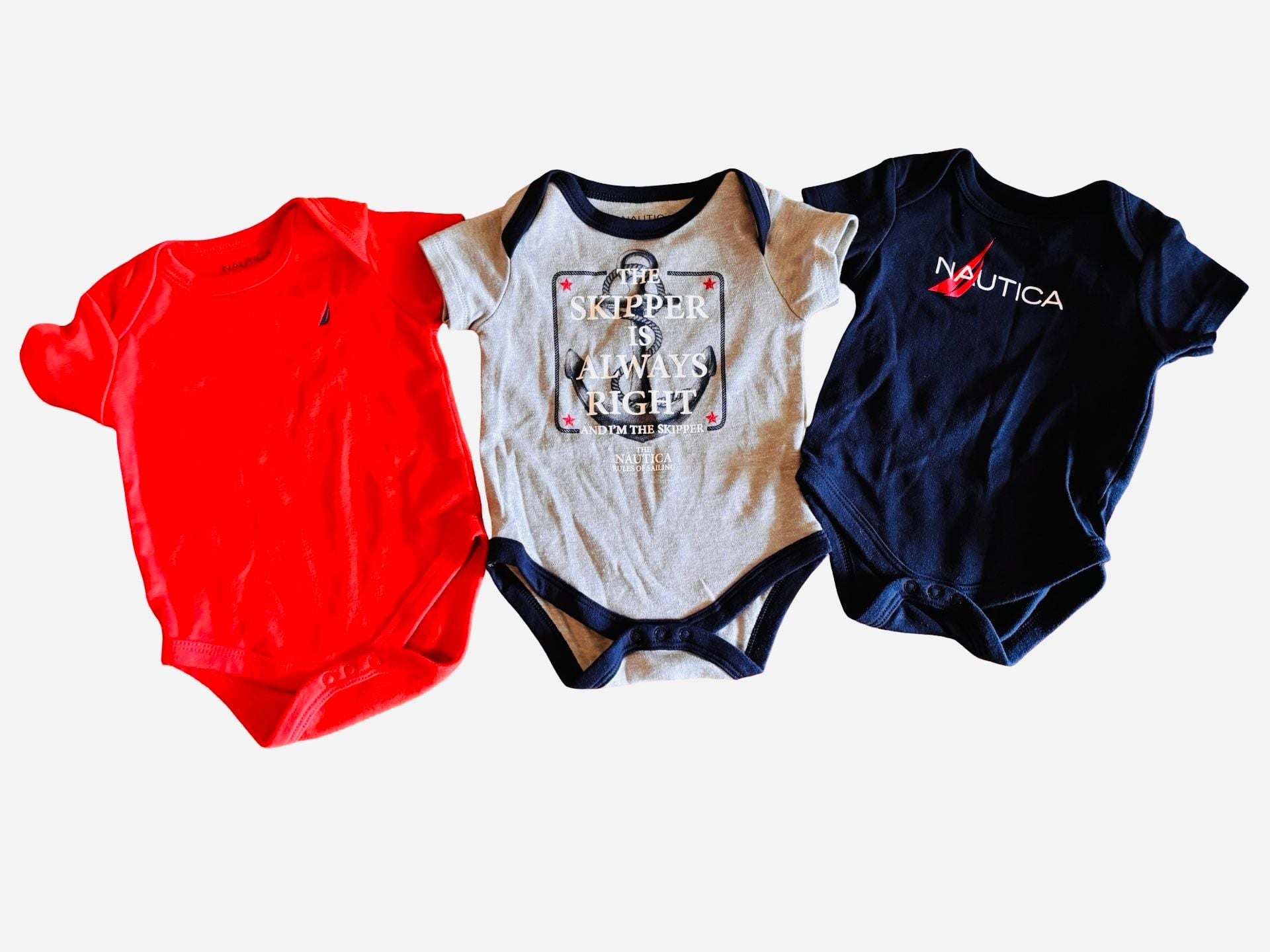 Nautica Baby Bodysuits Lot of 5 Short Sleeve Sailor Theme 4