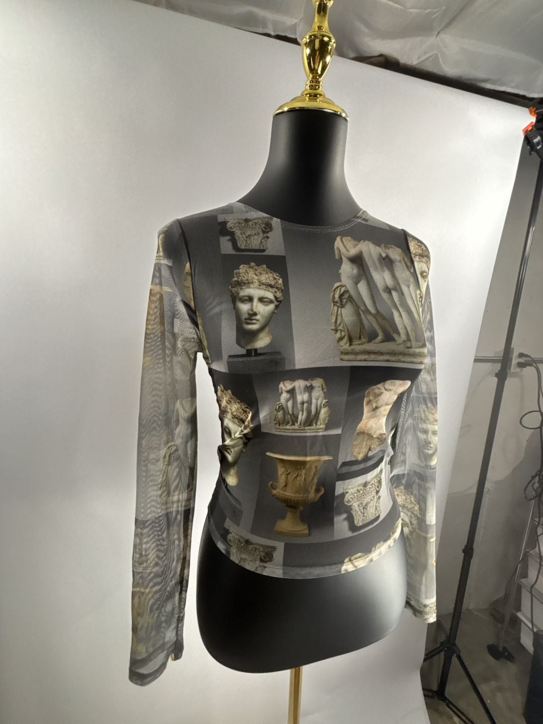 PacSun The Met Art Print Mesh Long Sleeve Top Size S 2