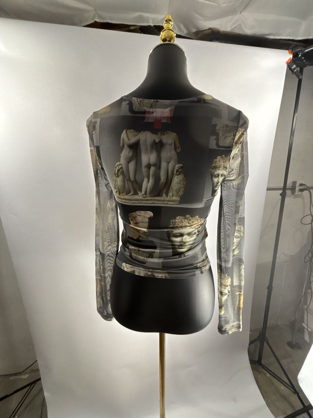 PacSun The Met Art Print Mesh Long Sleeve Top Size S 4
