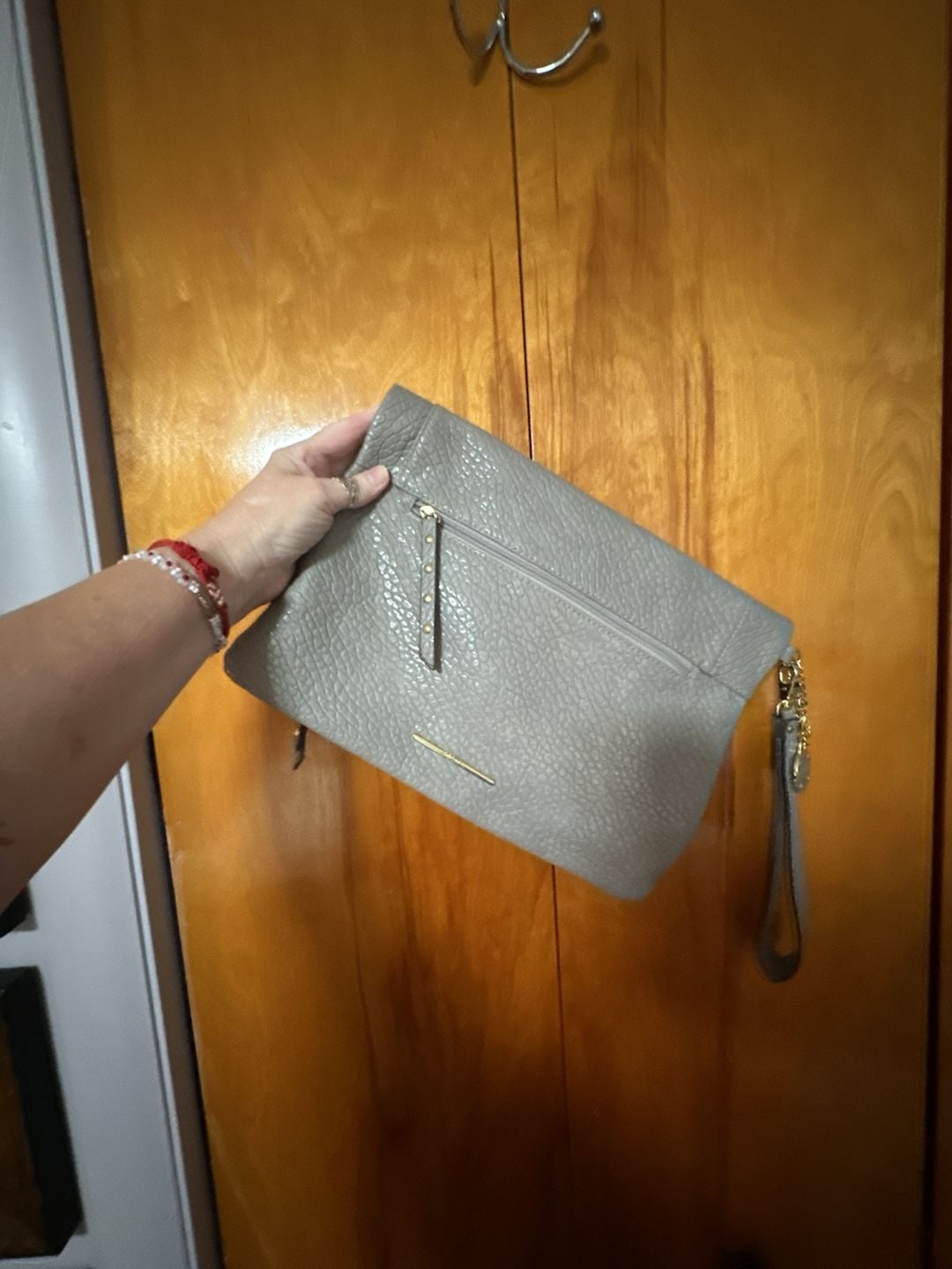 Rosetti Gray Pebble Leather Studded Wristlet Clutch 6