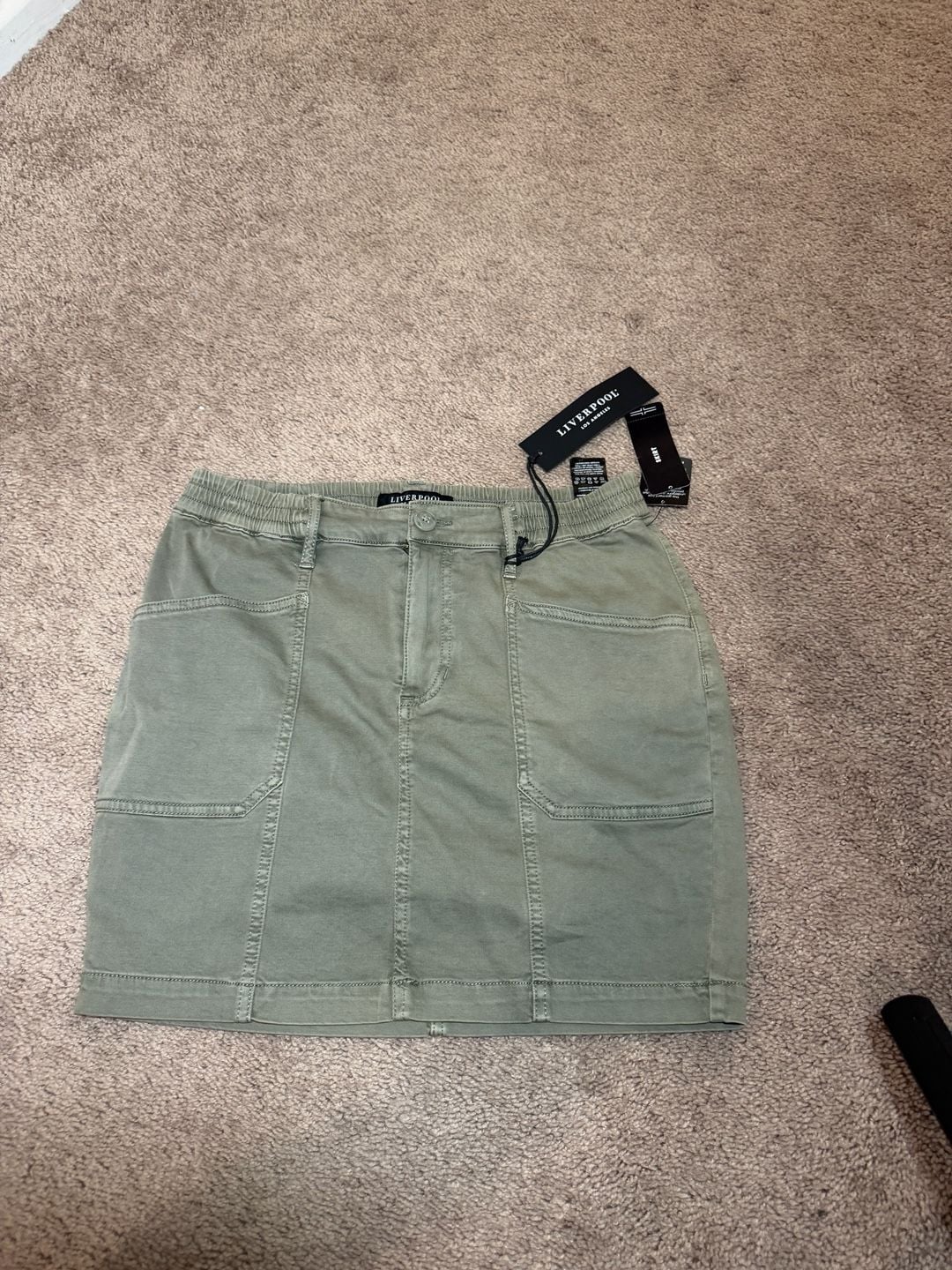 Liverpool Los Angeles Skirt Size 28/6 Green Utility (0034) 2