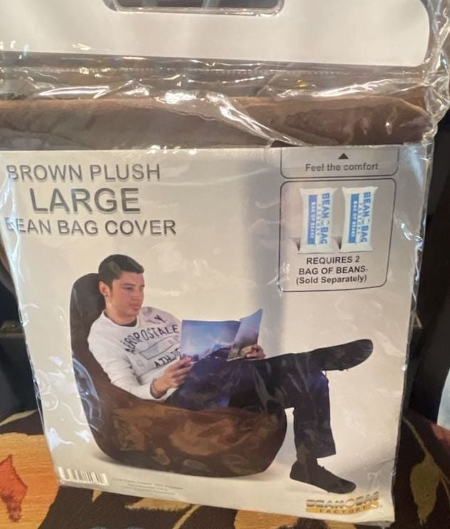 Bean Bag Factory Brown Plush Large Bean Bag Cover Size Large 1