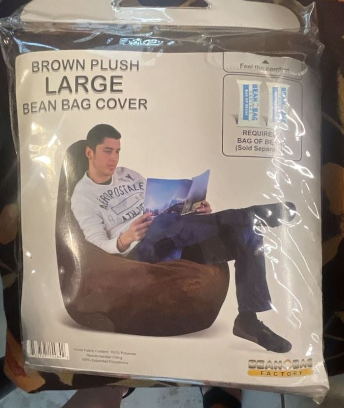 Bean Bag Factory Brown Plush Large Bean Bag Cover Size Large 2
