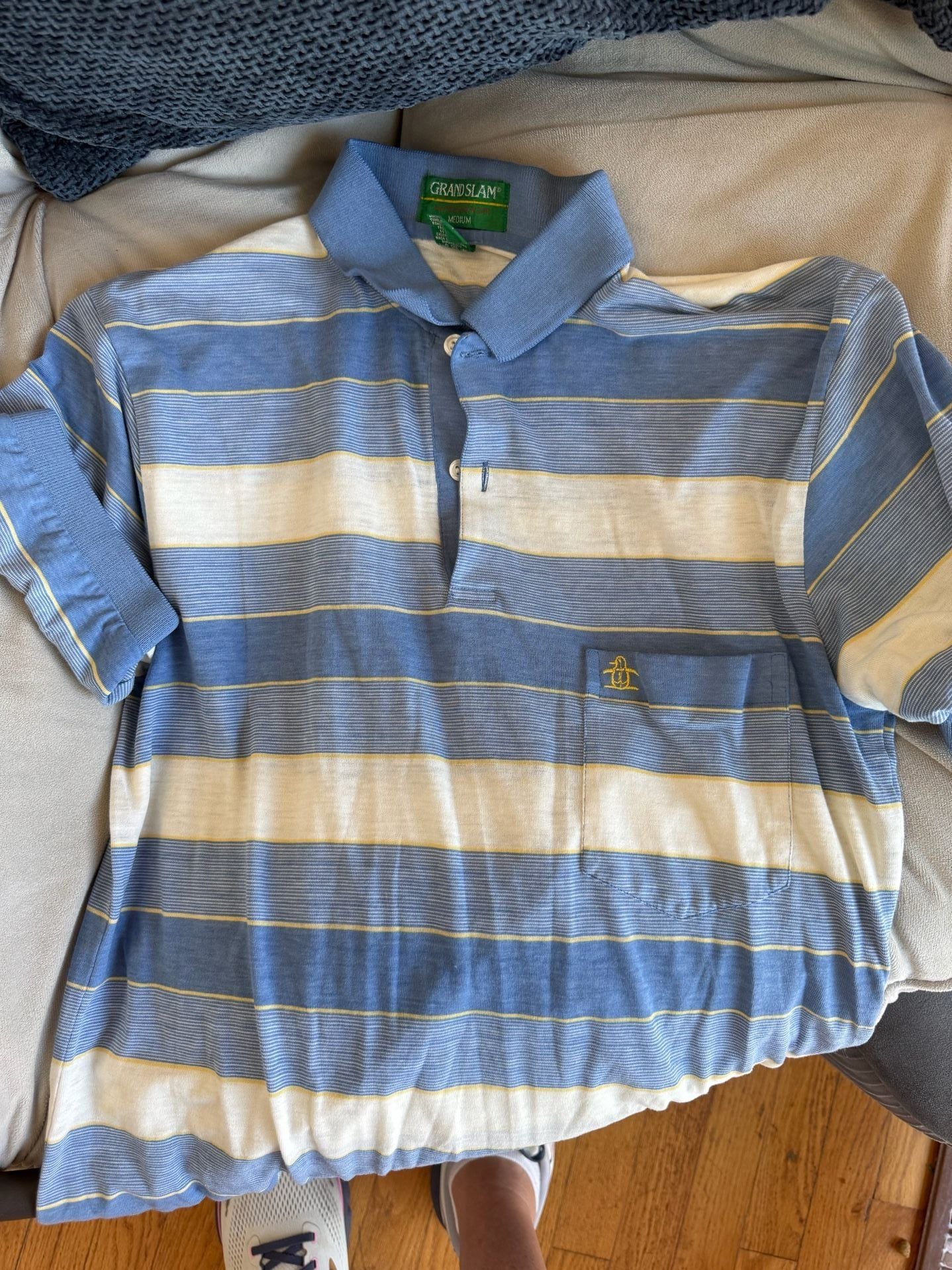 Original Penguin Striped Polo Shirt Blue Yellow 2