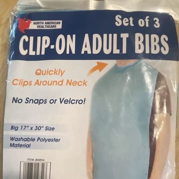North American Healthcare Clip-On  Bibs Set of 3 17" x 30" Blue New