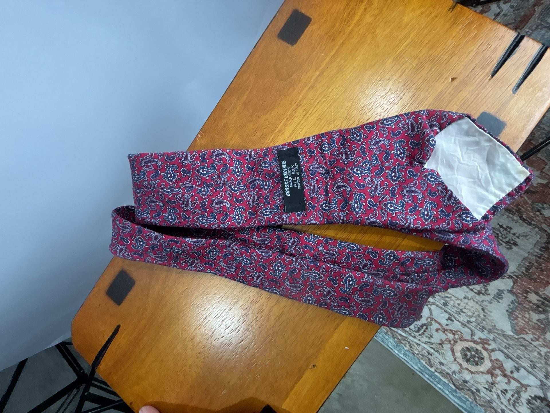 Brooks Brothers Silk Necktie Red Blue Paisley Made In Italy 1