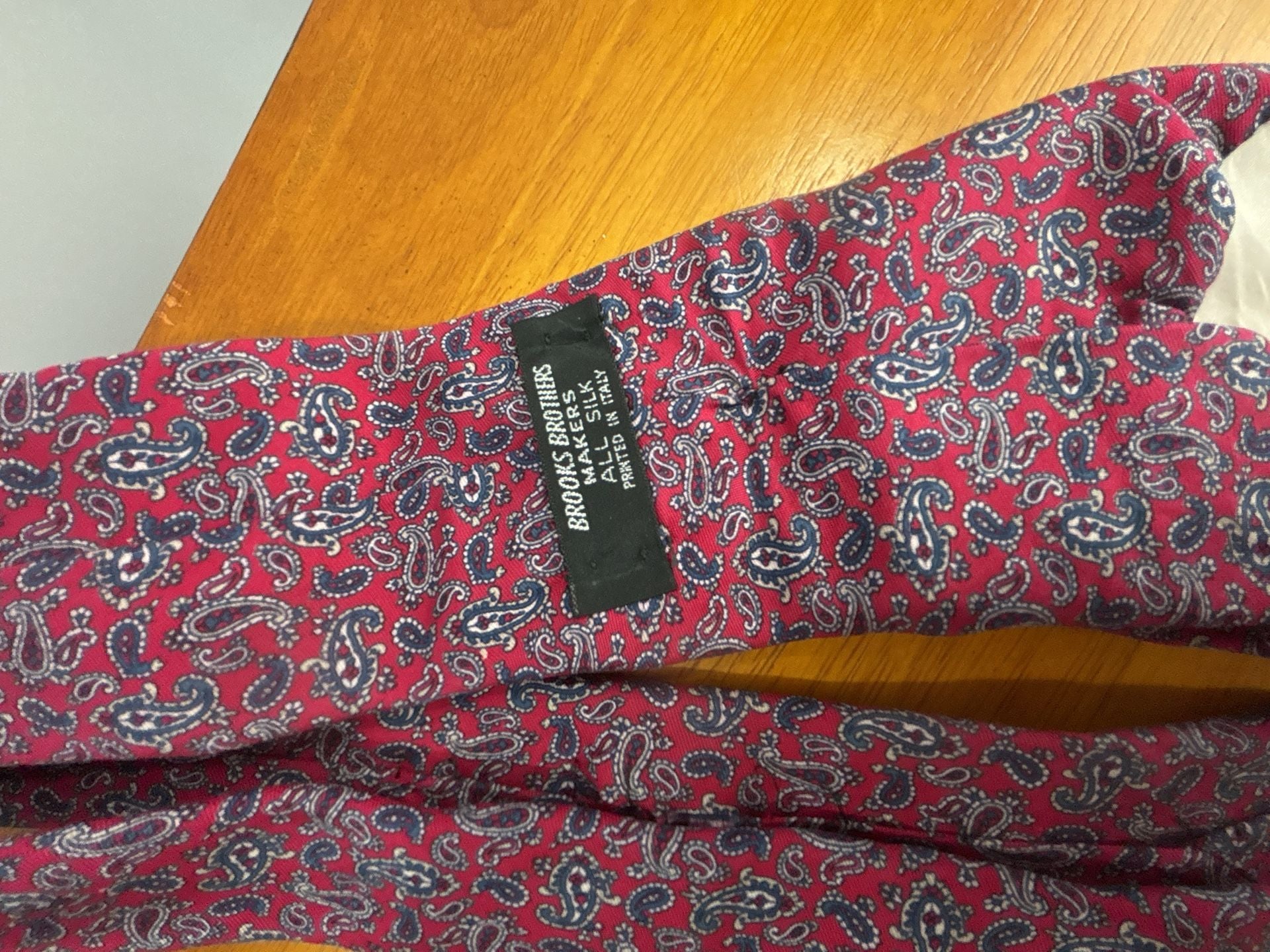 Brooks Brothers Silk Necktie Red Blue Paisley Made In Italy 2