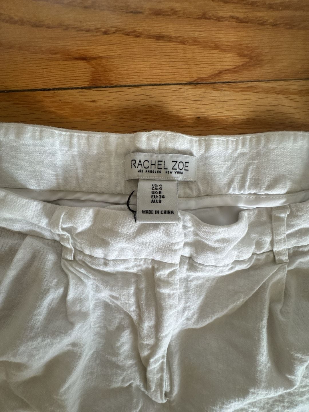 Rachel Zoe Shorts Size 4 White Linen Pleated Casual Euro Summer Coastal Beach 3