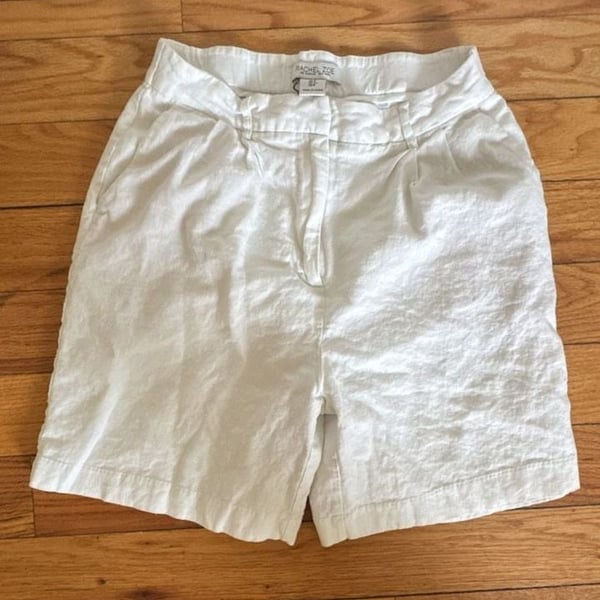 Rachel Zoe Shorts Size 4 White Linen Pleated Casual Euro Summer Coastal Beach