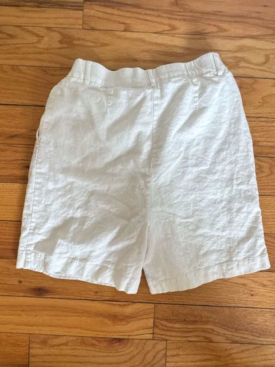 Rachel Zoe Shorts Size 4 White Linen Pleated Casual Euro Summer Coastal Beach 4
