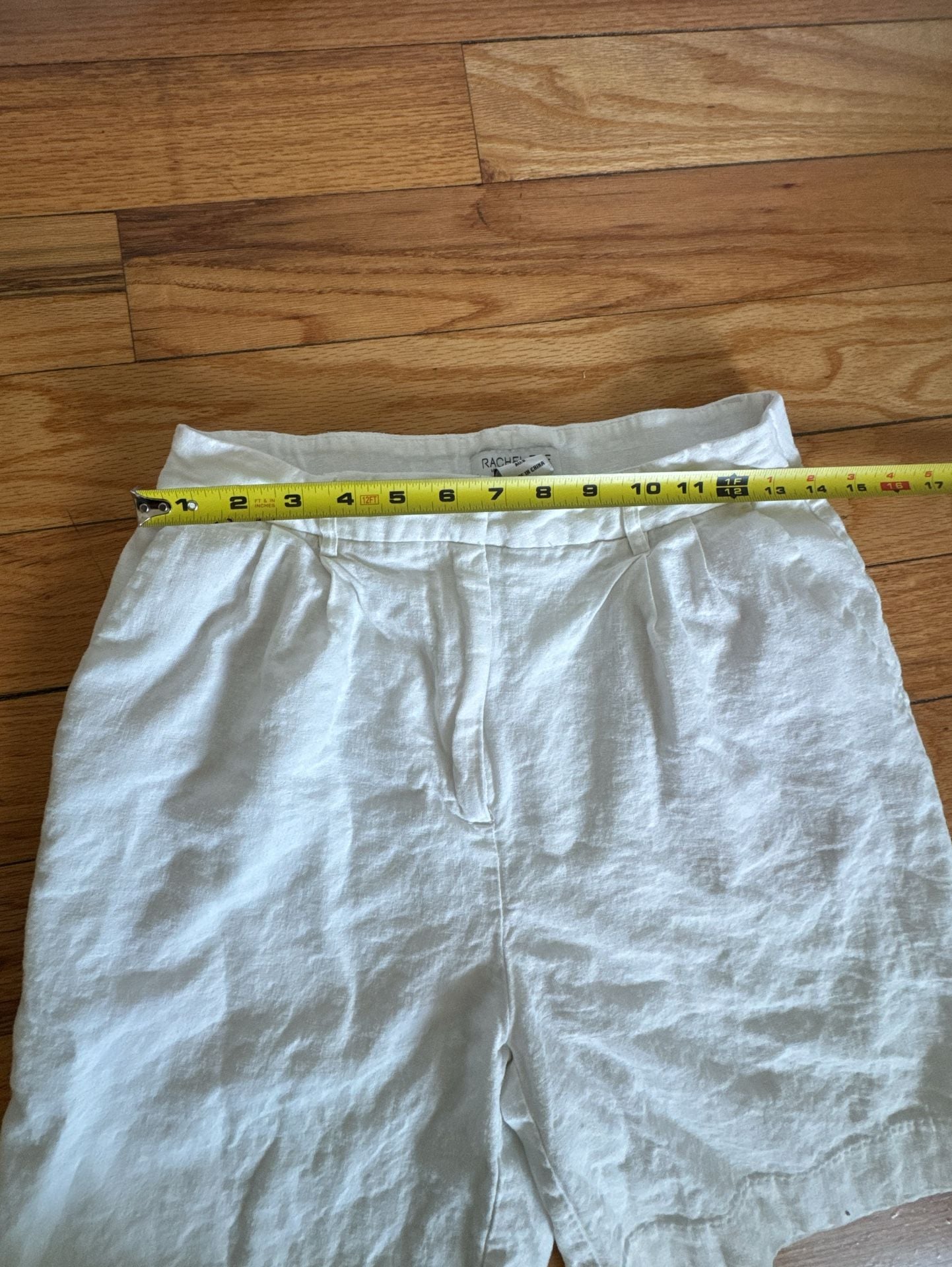 Rachel Zoe Shorts Size 4 White Linen Pleated Casual Euro Summer Coastal Beach 5