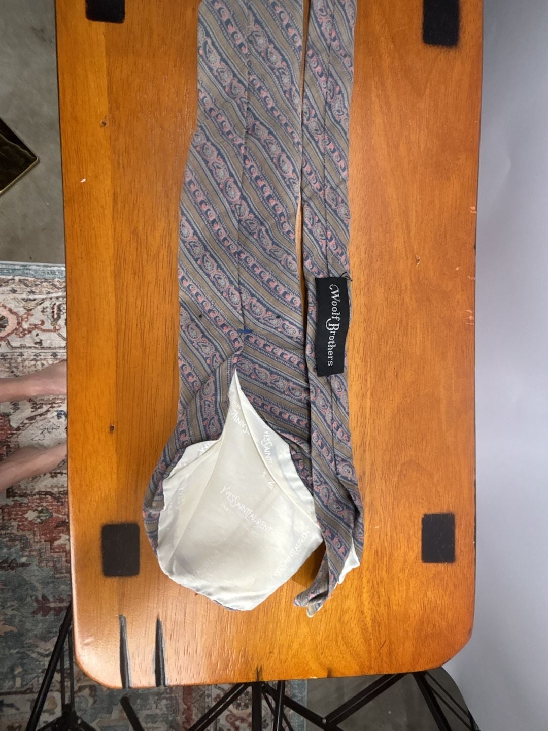 Yves Saint Laurent Silk Neck Tie Paisley Striped Vintage 1