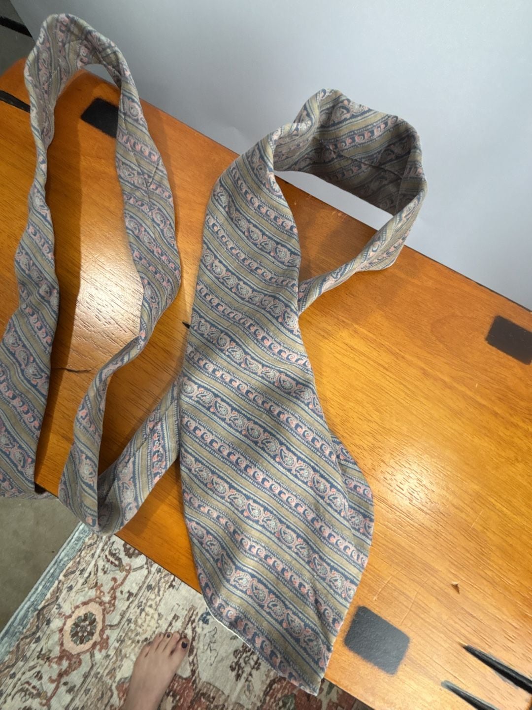 Yves Saint Laurent Silk Neck Tie Paisley Striped Vintage 2