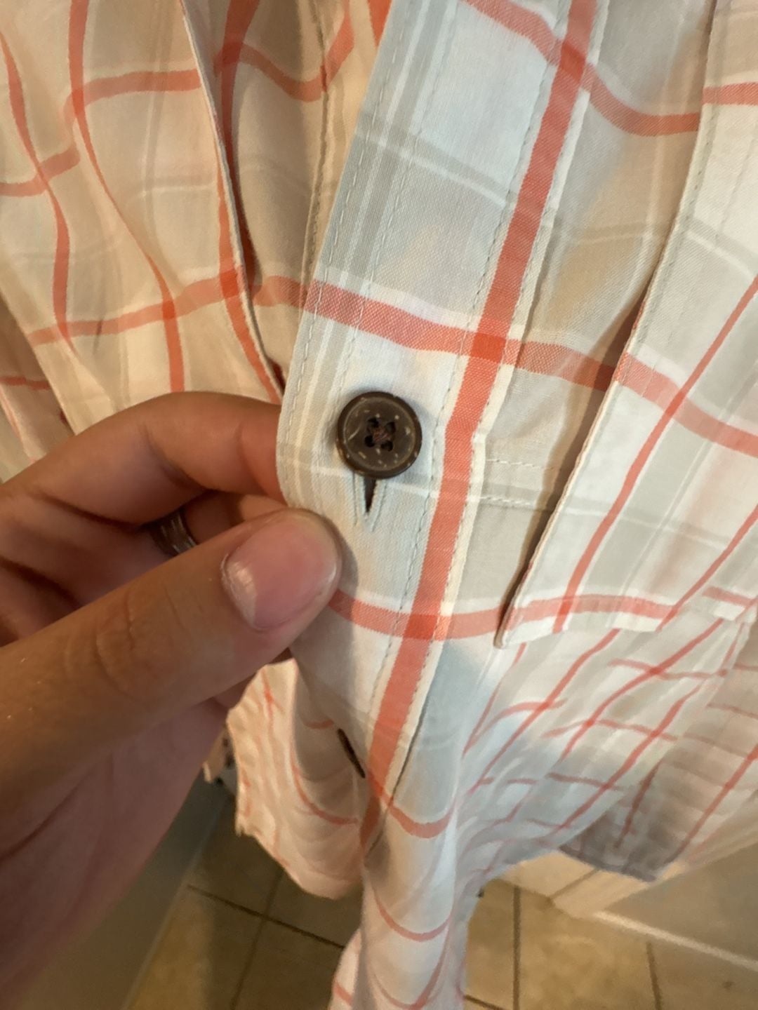 Patagonia Long-Sleeve Plaid Button-Up Shirt Size S White Orange 7