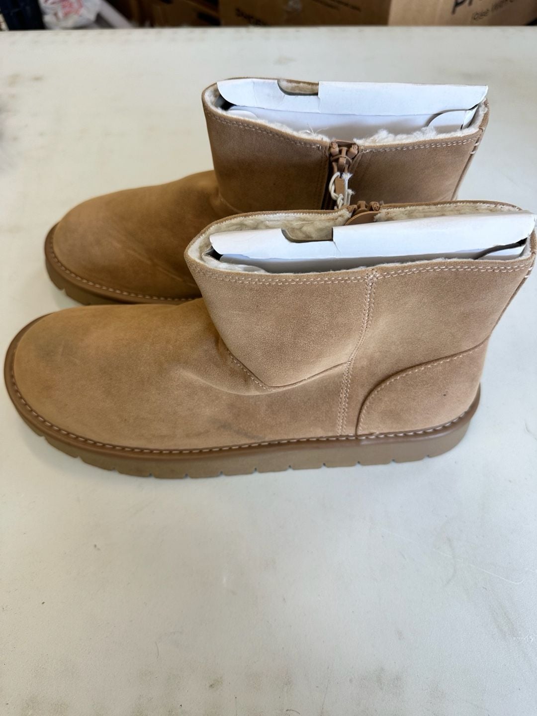 Universal Thread May Boots Size 11 Tan Suede Ankle Booties 3