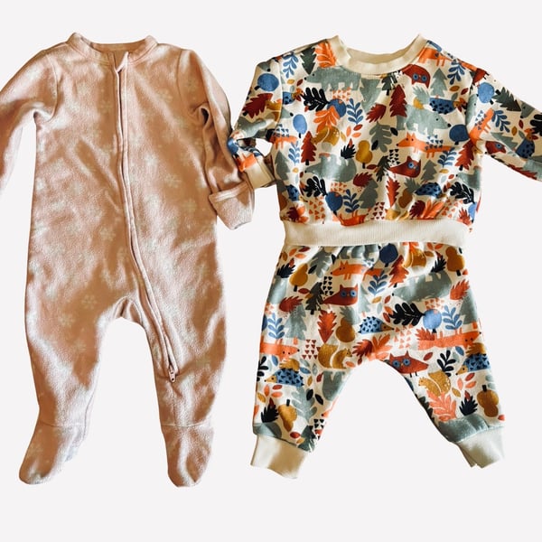 Old Navy Forest Animal Sweatshirt Set Size 3-6 M Multi