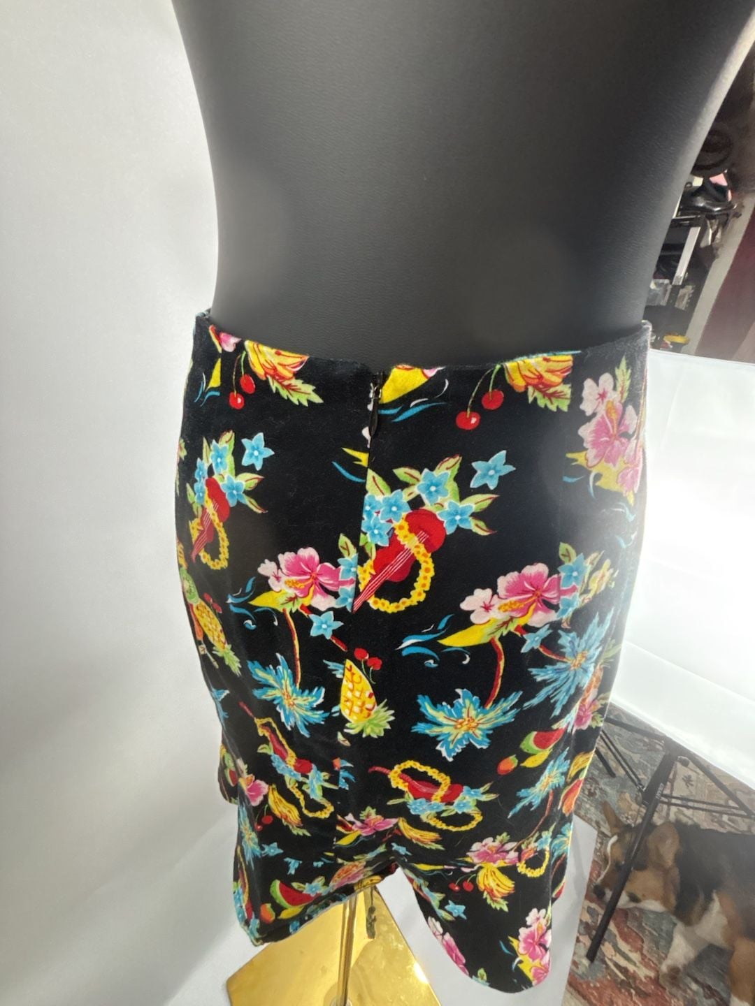 Bamboo Traders Tropical Fruit Print Ruffle Hem Skirt Size 6 Black 3