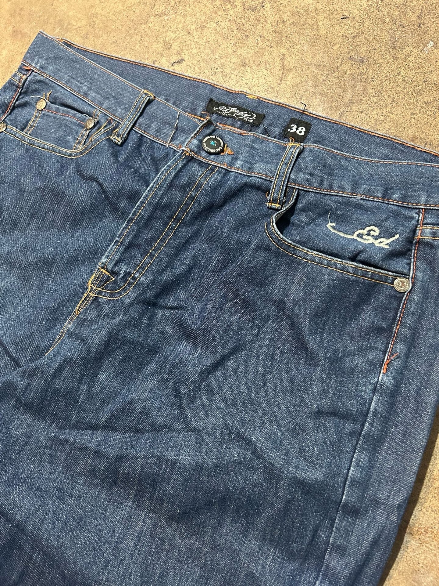 Vintage Ed Hardy Spellout Embroidered Denim Jeans 4
