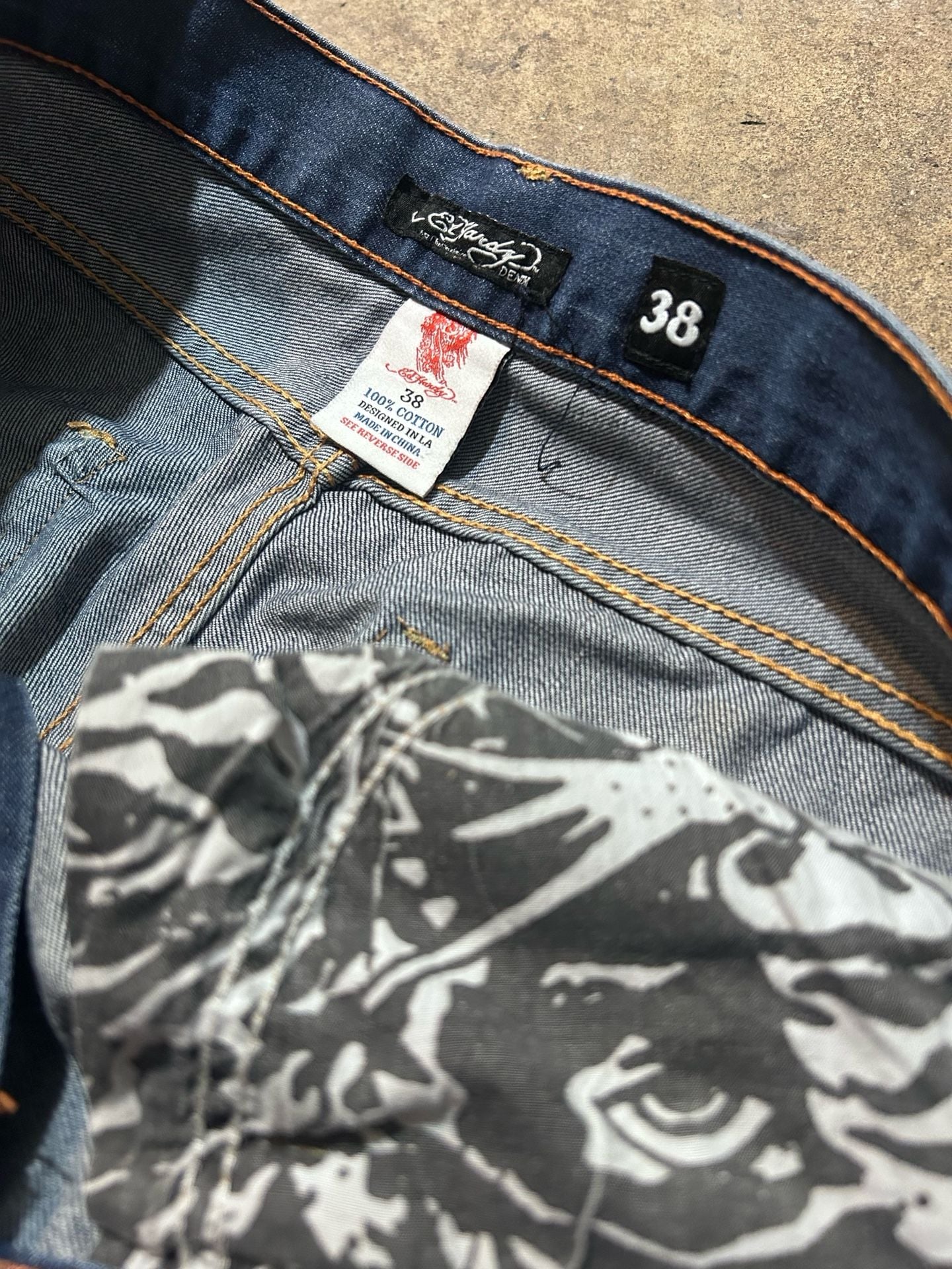 Vintage Ed Hardy Spellout Embroidered Denim Jeans 6