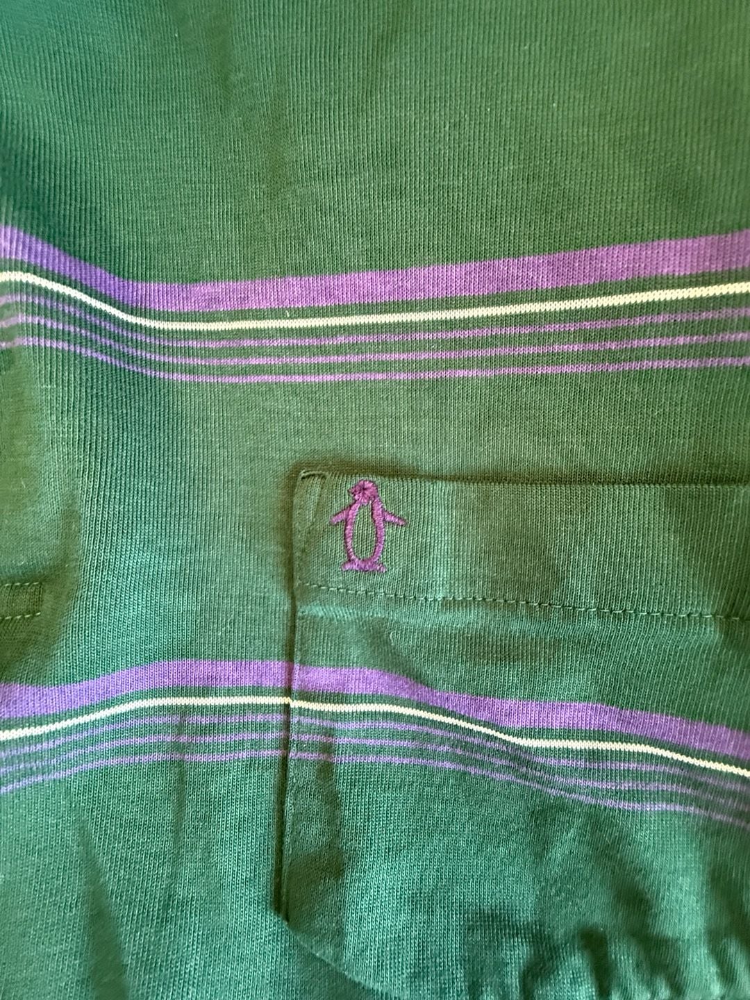 Munsingwear Striped Polo Size M Green Purple Pocket 2