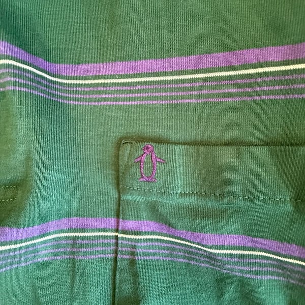Munsingwear Striped Polo Size M Green Purple Pocket