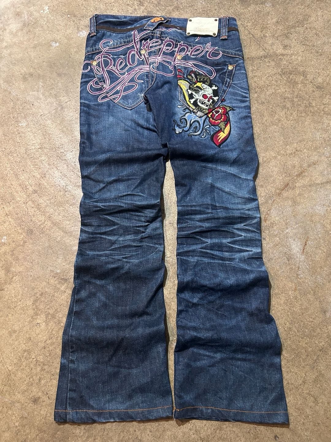 Vintage Embroidered Red Pepper Flared Denim 3
