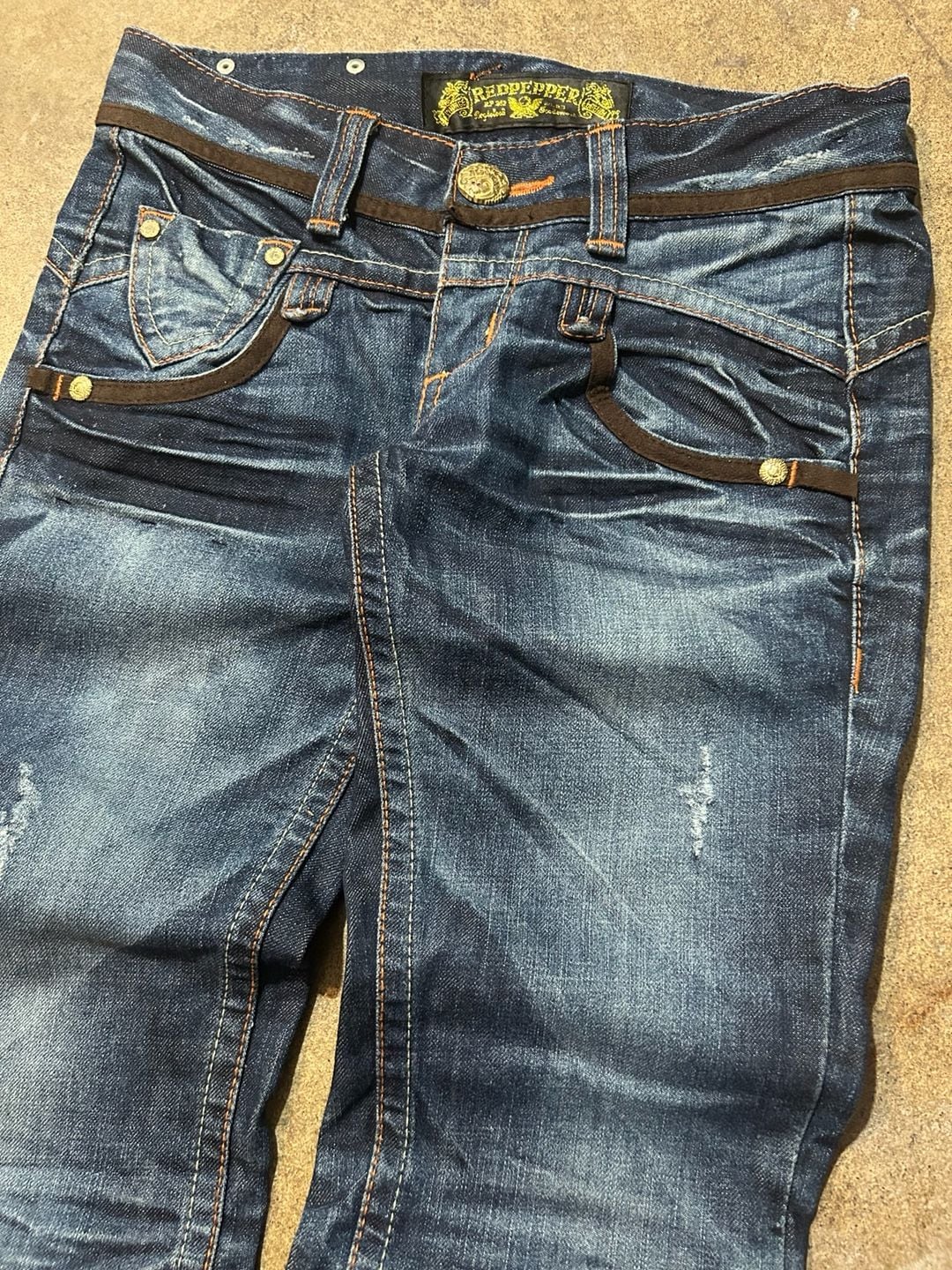 Vintage Embroidered Red Pepper Flared Denim 5