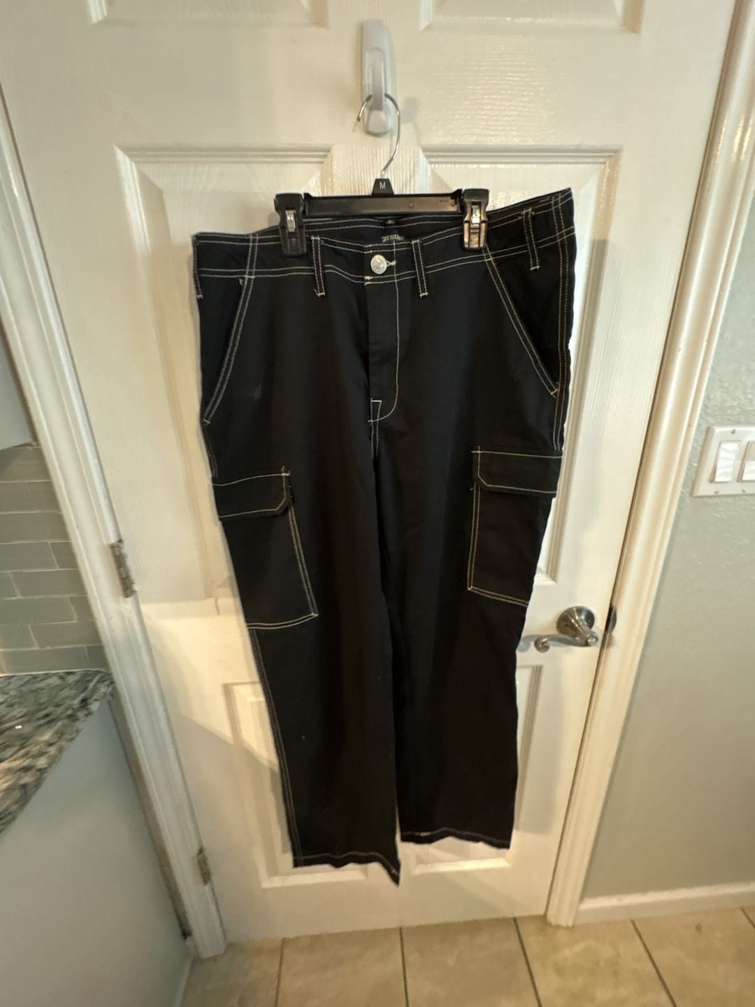 True Religion Cargo Pants Size 33 Black Contrast Stitch Utility 2