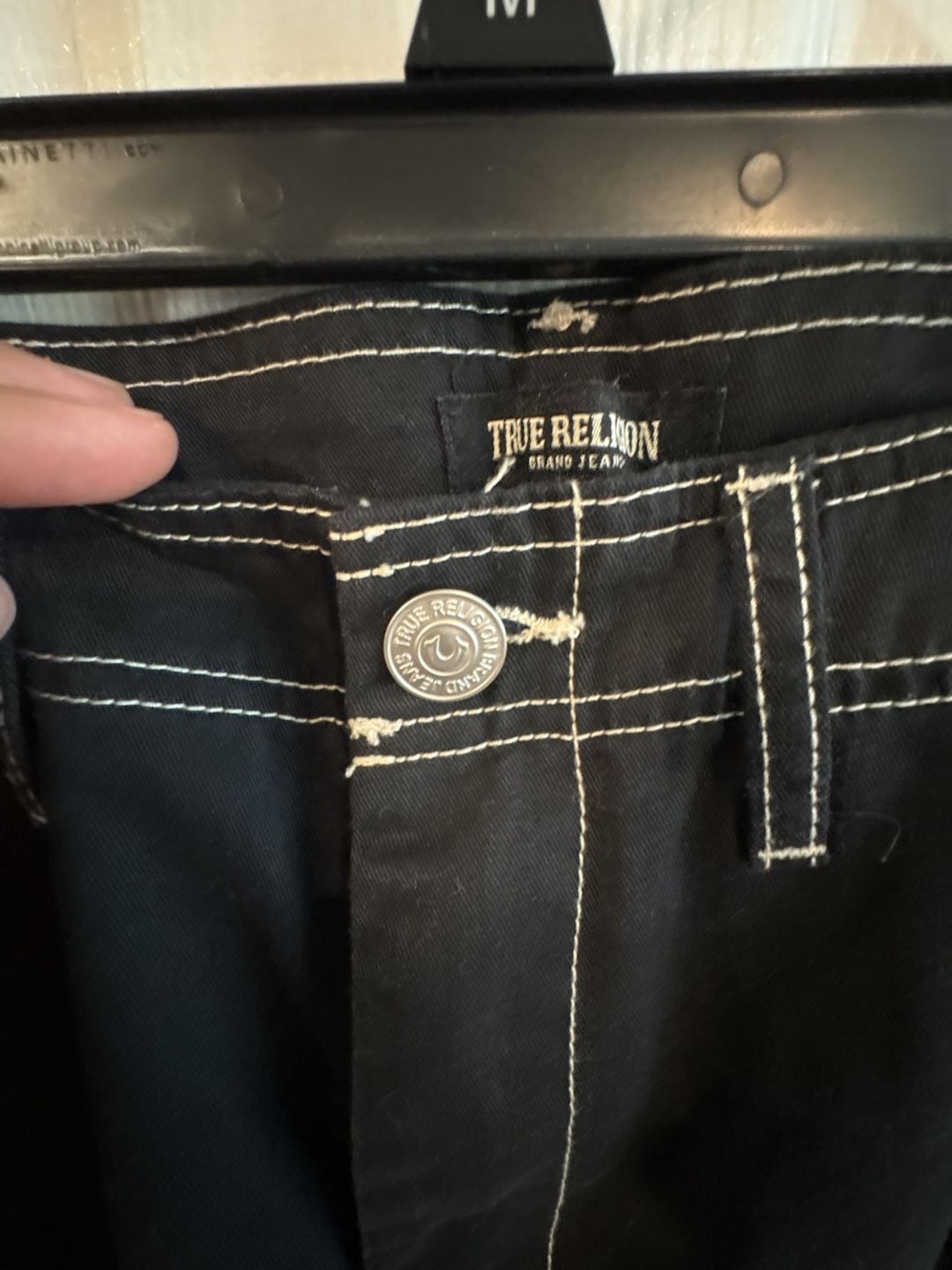 True Religion Cargo Pants Size 33 Black Contrast Stitch Utility 3