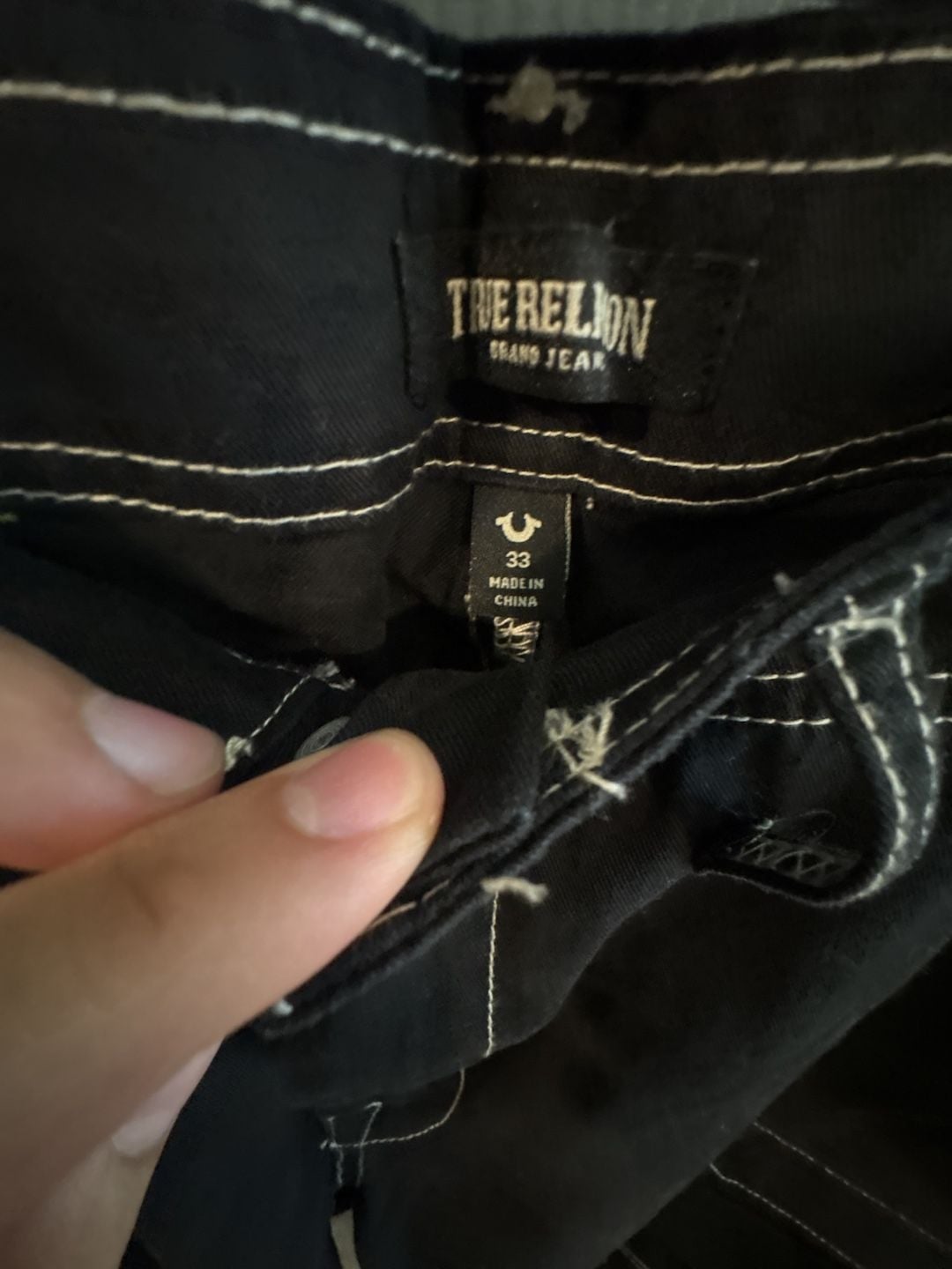 True Religion Cargo Pants Size 33 Black Contrast Stitch Utility 4