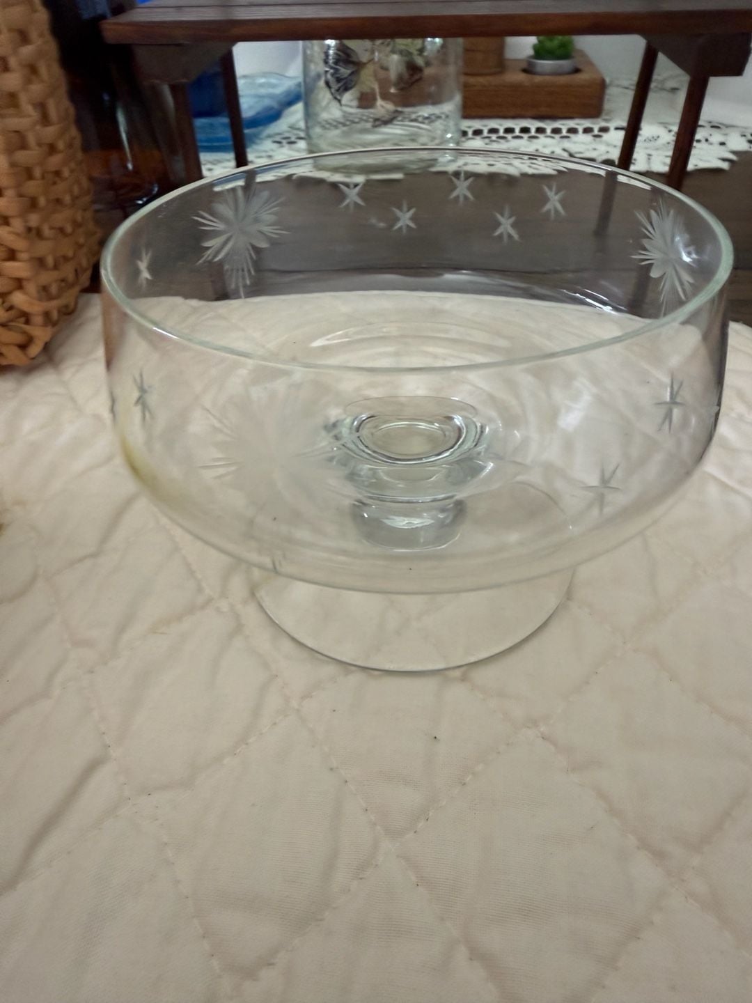 Susquehanna Glass Six Point Star Footed Bowl Clear Crystal 1