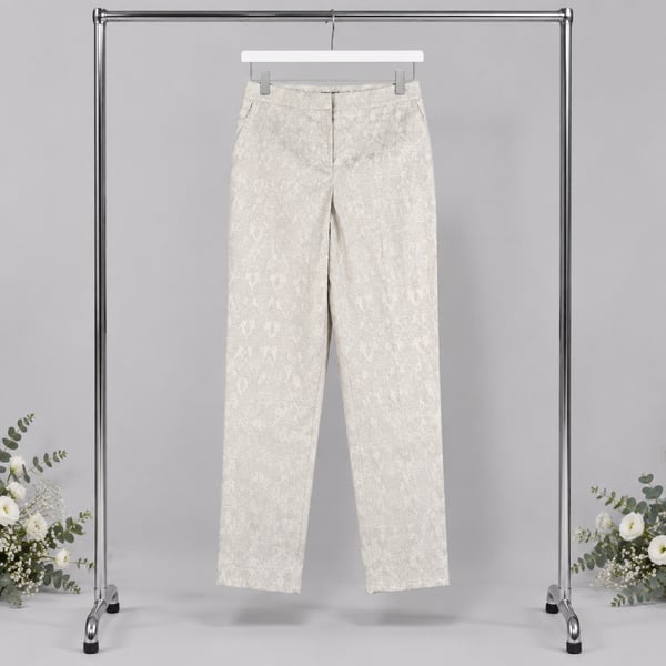 Lane Collection Jacquard Pants Size 20 Beige Floral Trousers