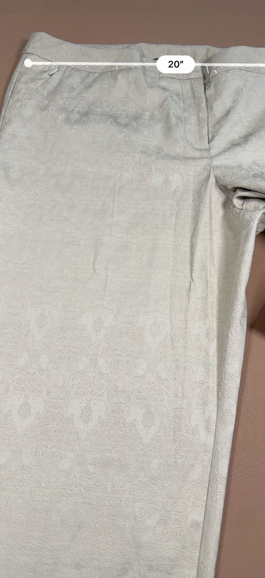 Lane Collection Jacquard Pants Size 20 Beige Floral Trousers 9