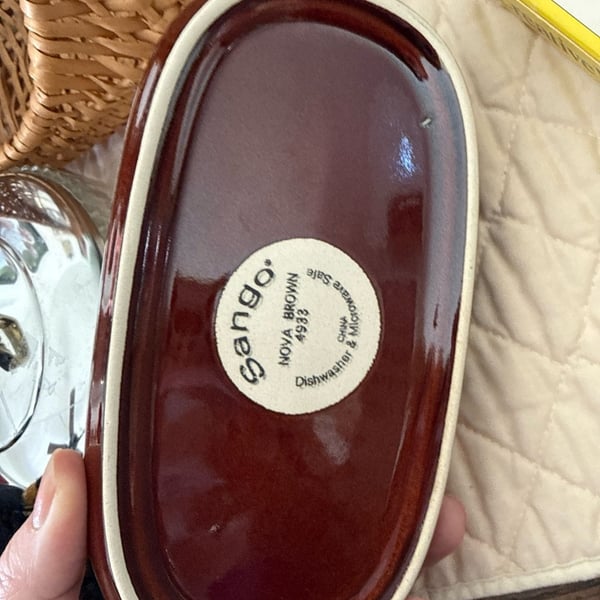 Sango Nova Brown 4933 Covered Butter Dish