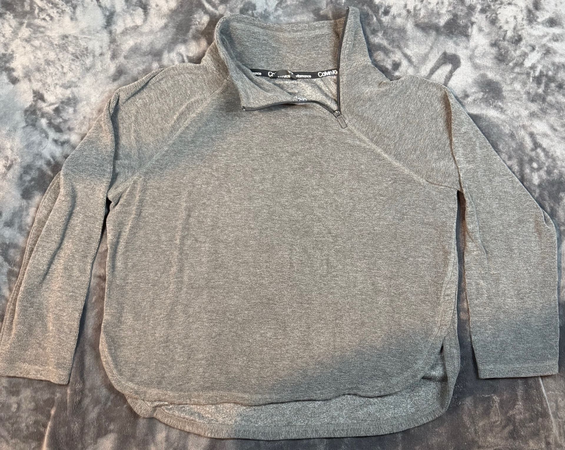 Men’s Calvin Klein Performance Fleece Pullover XL Gray Half Zip Sweatshirt #79 2