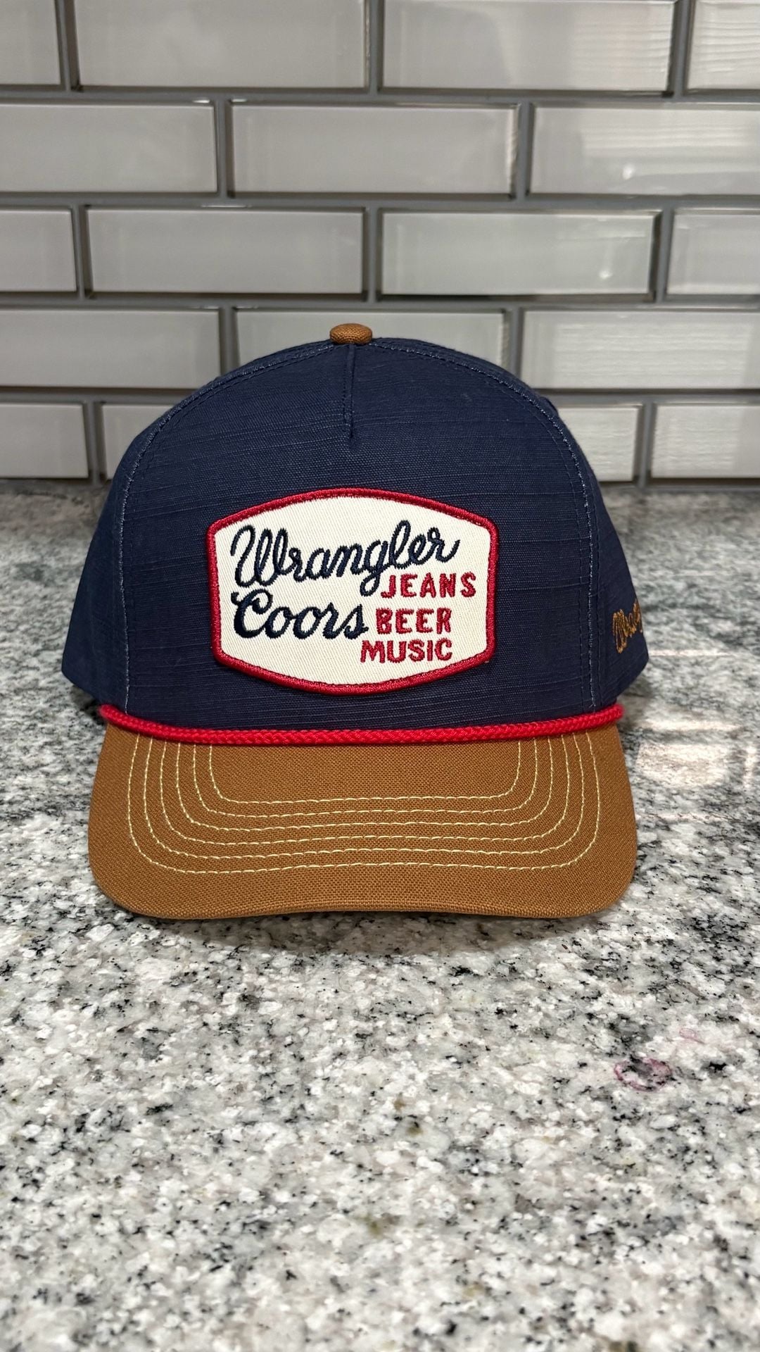 Wrangler x Coors Rope Cap Navy Brown Snapback 2